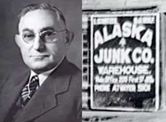 Sam Schnitzer and Alaska Junk Company sign
