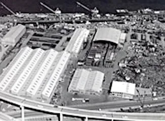 Aerial view of Schnitzer recycling operations facility