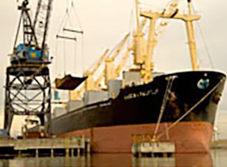 Cargo ship loading recycled metal exports