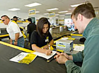 Customer service desk at recycling facility