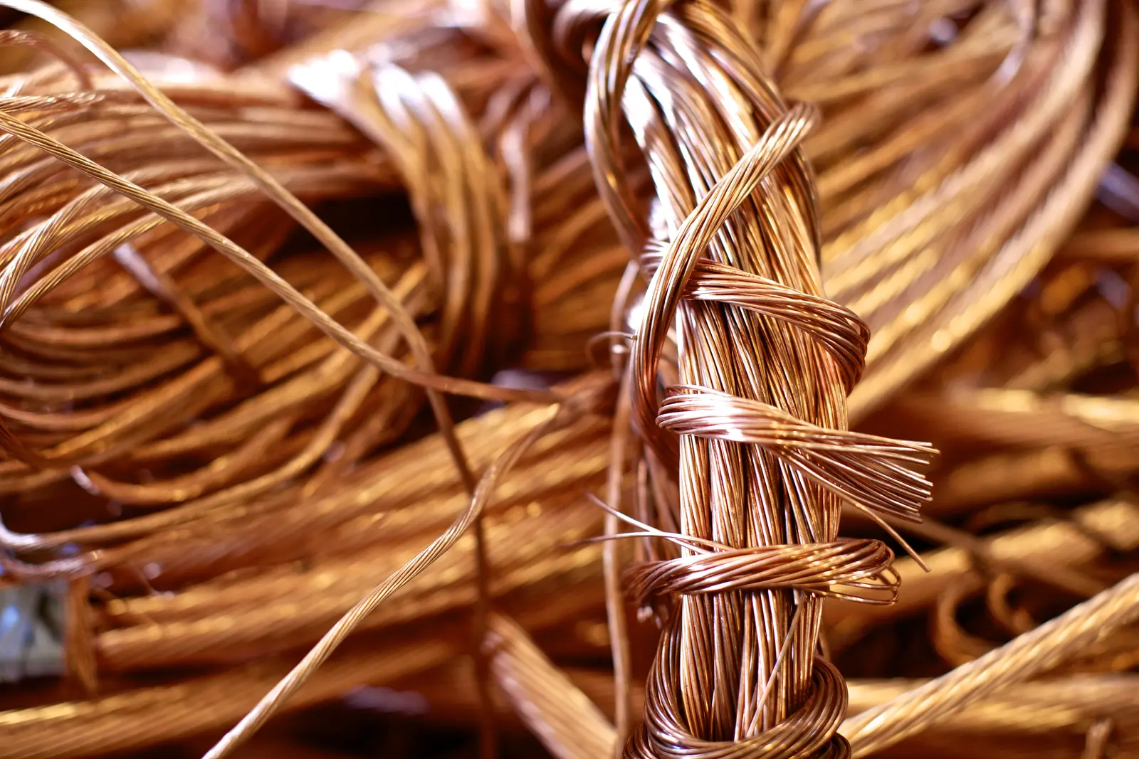 Copper scrap metal collected for recycling