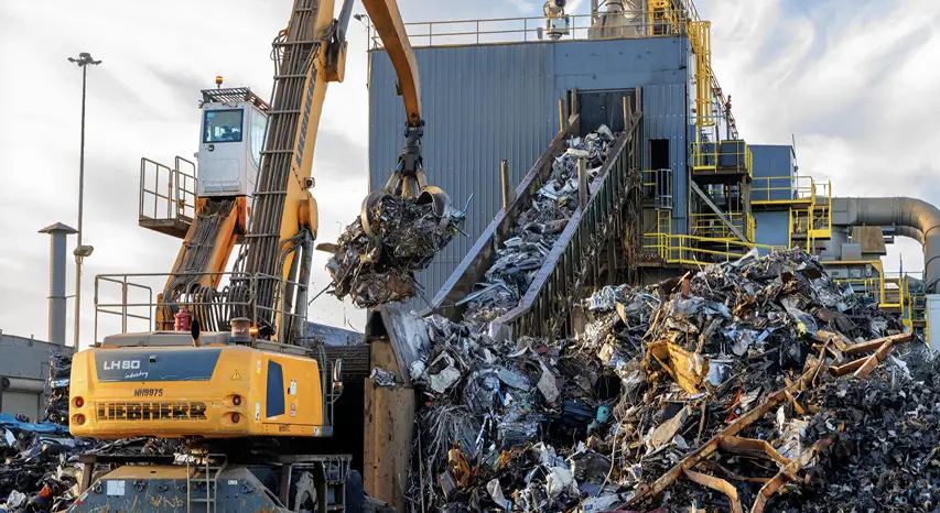 Industrial metal recycling services at scrap yard