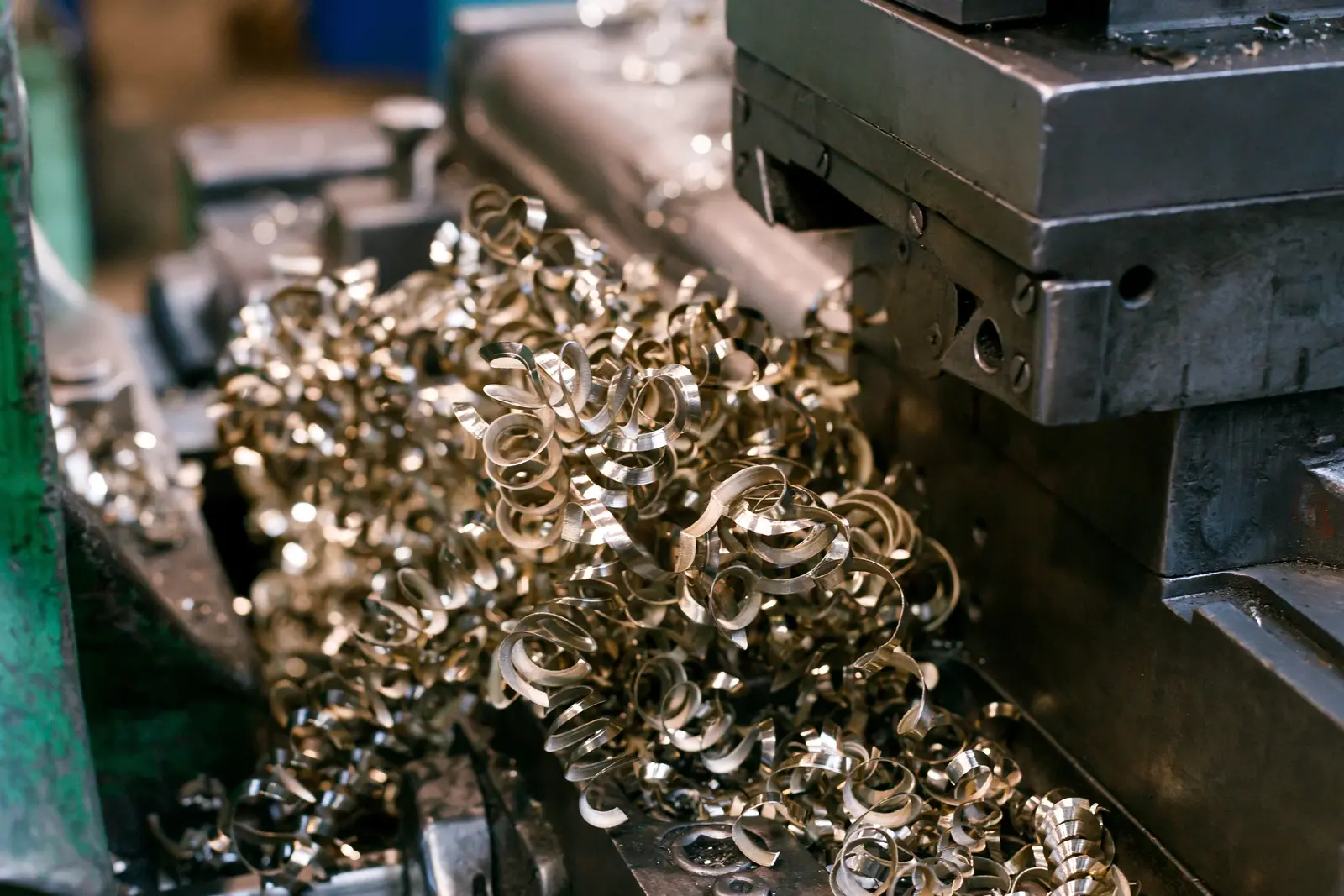 Industrial Scrap Metal Processing Metal shavings and swarf from large scale industrial machining process