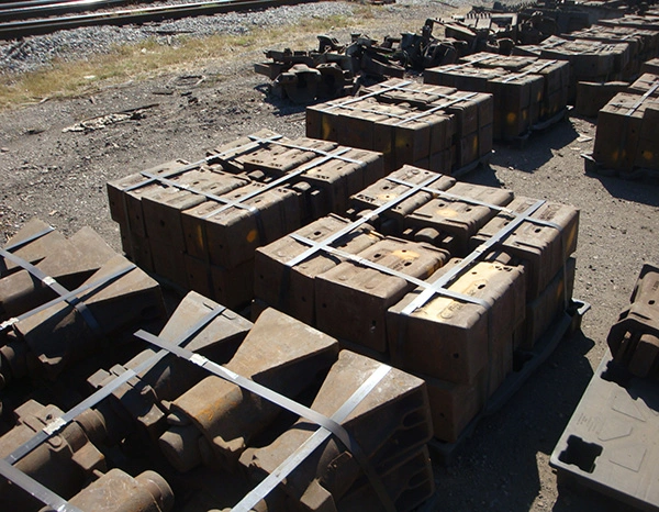 Recovered railcar parts prepared for reuse