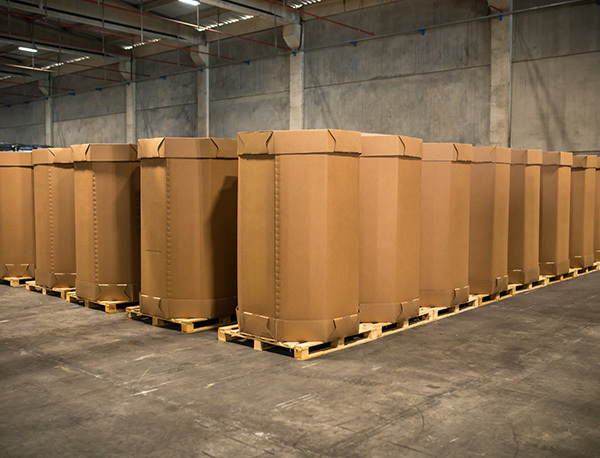 Post-Consumer Materials Recycling Solutions Large palletized cardboard containers for recycling management