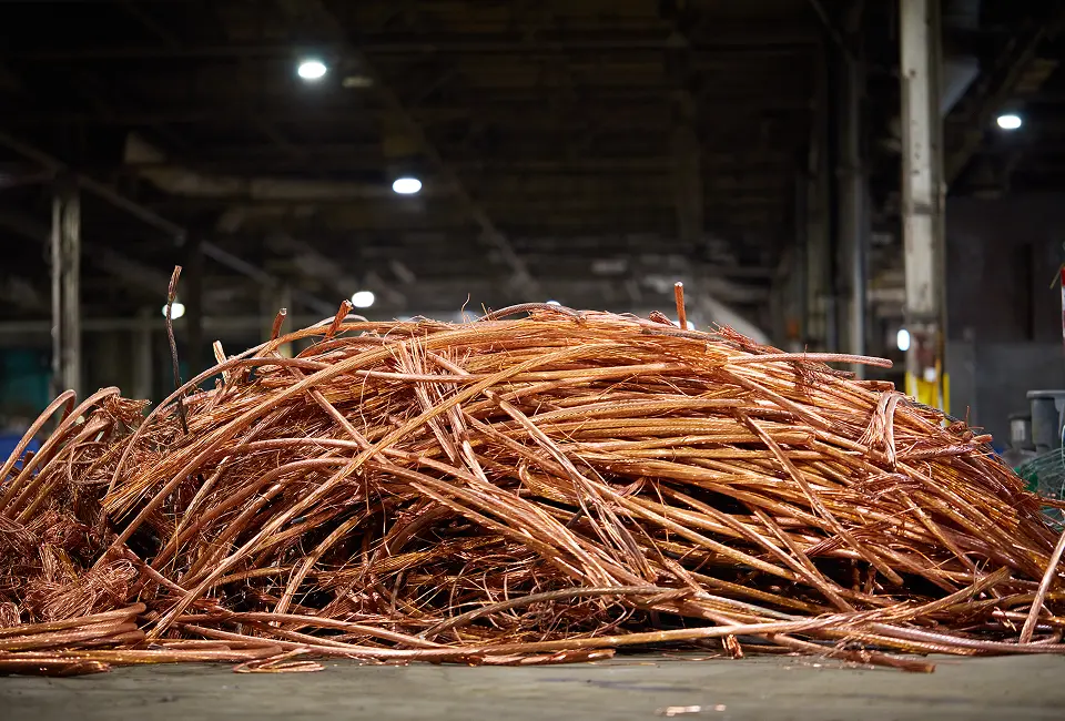 Scrap copper wire prepared for recycling