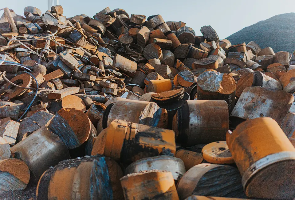 Pile of heavy melting steel scrap